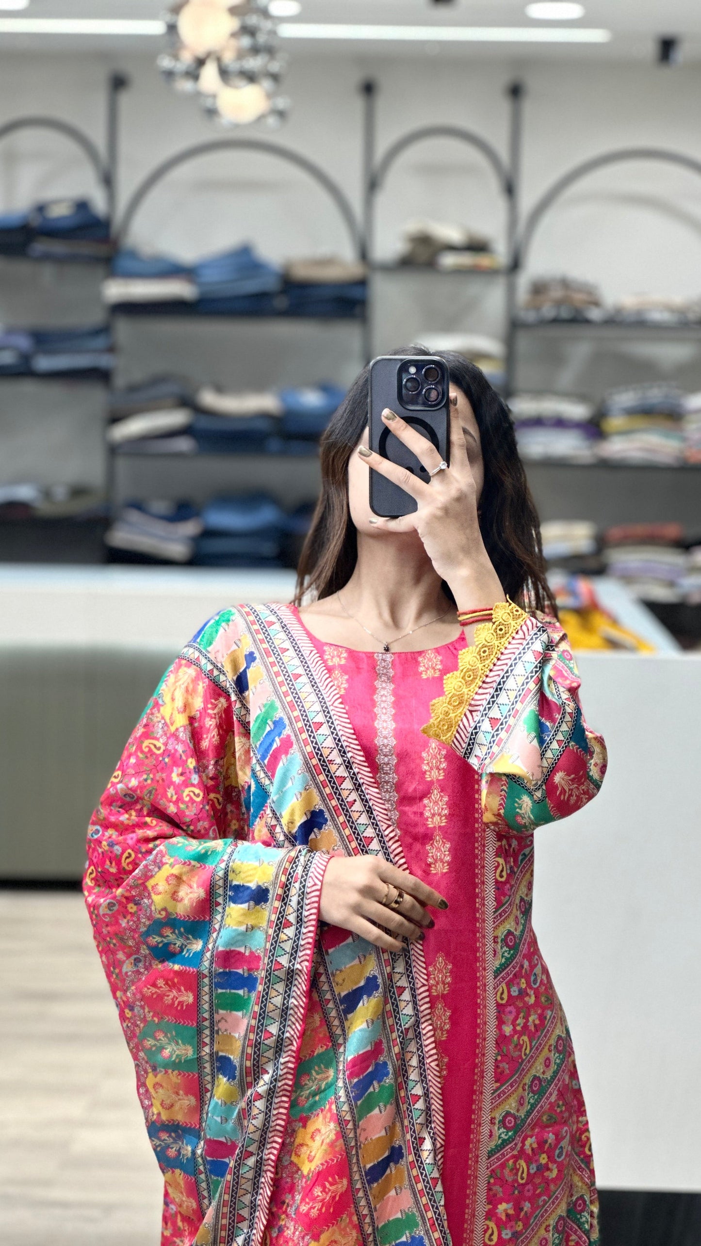 Premium 3-Piece Suit Set – Japan Satin Kurta, Roman Silk Bottom, Chinon Dupatta - 12/7