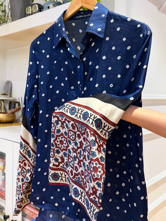 Blue Bandhani Rabari Heritage Shirt