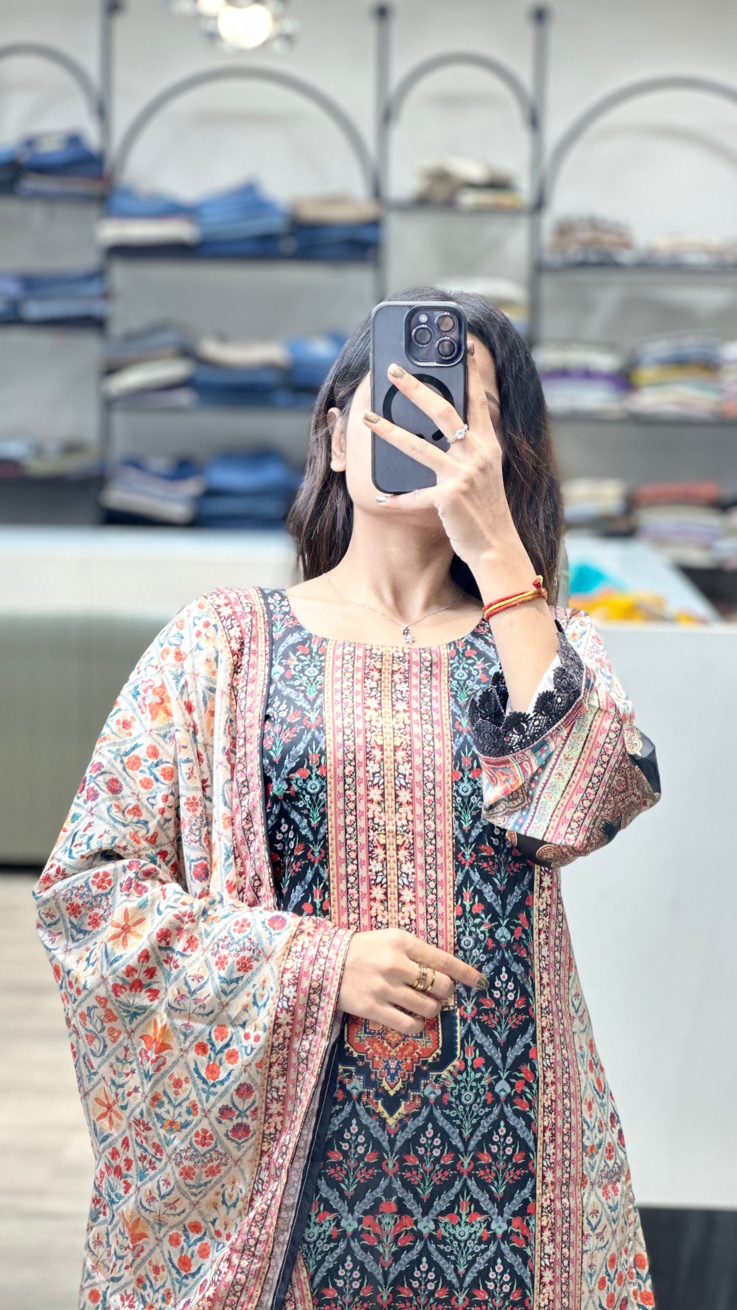 Printed Suit Set With Japan Satin Kurta, Roman Silk Bottom, Chinon Dupatta - 12/7