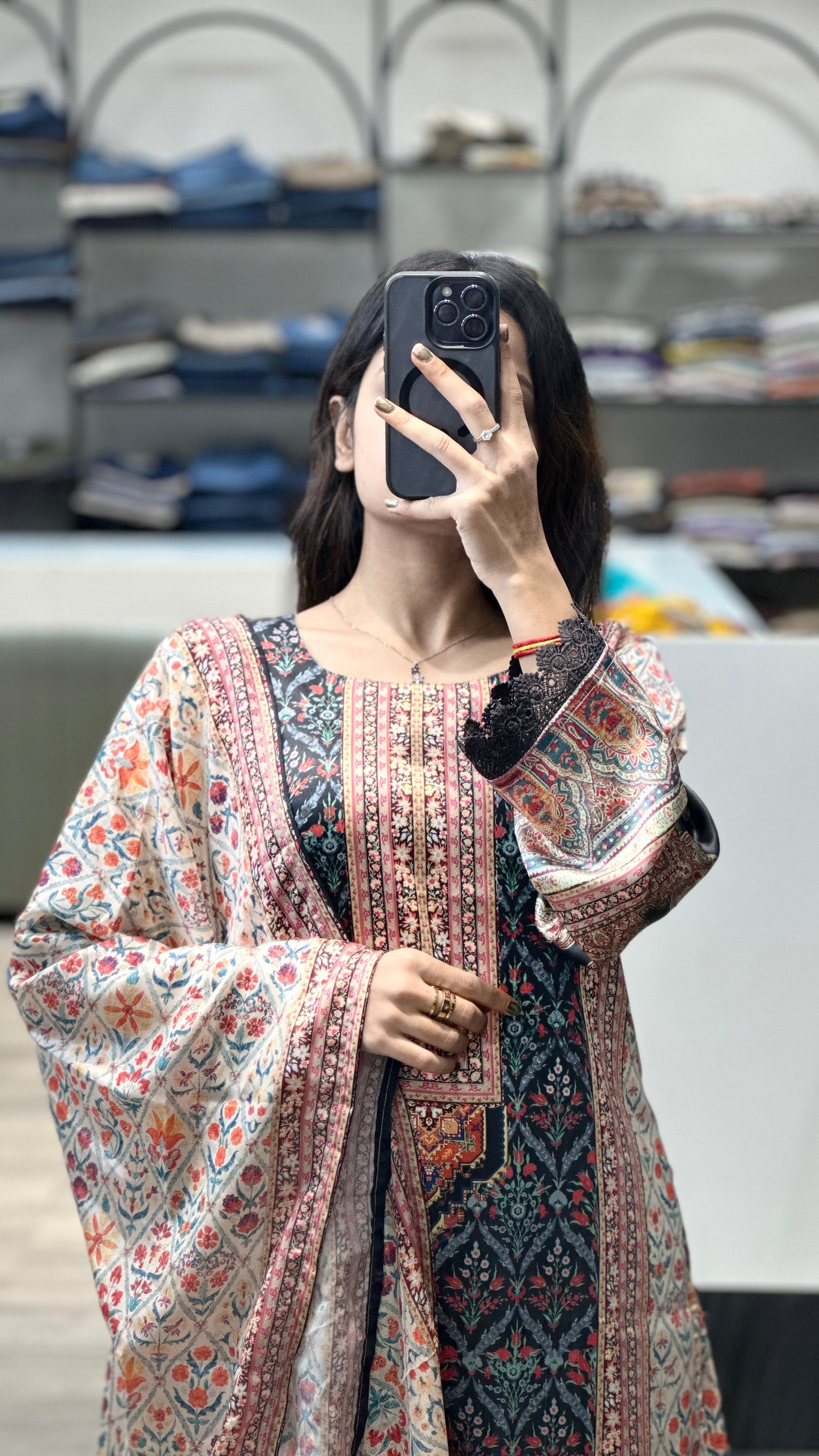 Printed Suit Set With Japan Satin Kurta, Roman Silk Bottom, Chinon Dupatta - 12/7